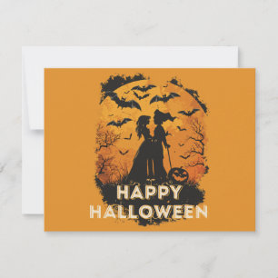 Halloween-Duo im Mondlicht RSVP Karte