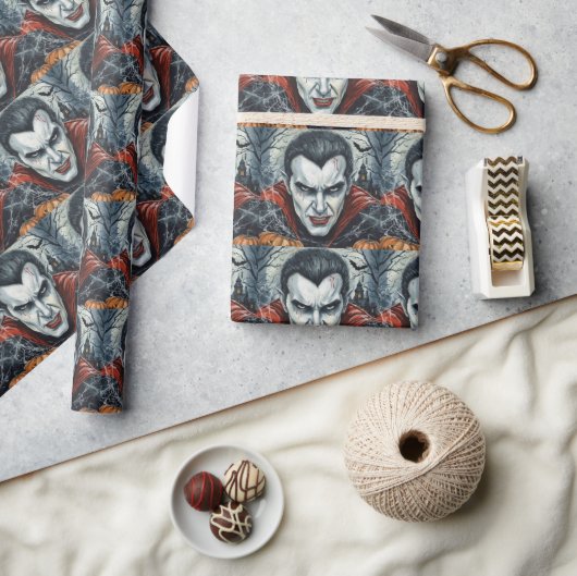Halloween, durstiger Vampir, gruselig, Horror  Geschenkpapier (Basteln)
