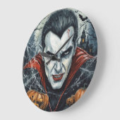 Halloween, Durstiger Vampir , Kürbisfeld Große Wanduhr (Winkel)