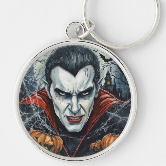 Halloween, durstiger Vampir, Kürbisfeld Schlüsselanhänger (Vorne)