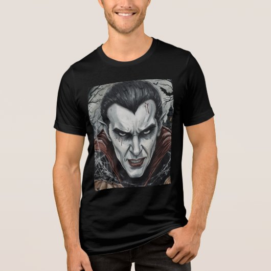 Halloween, Durstiger Vampir, Kürbisfeld Tri-Blend Shirt (Vorderseite)