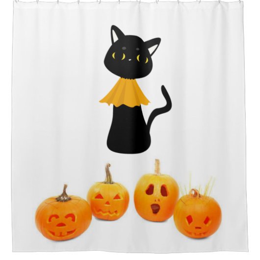 Halloween Duschvorhang Schwarze Katze (Vorderseite)