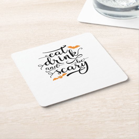 Halloween Eat Drink And Be Scary Retro Classic Rechteckiger Pappuntersetzer (angewinkelt)