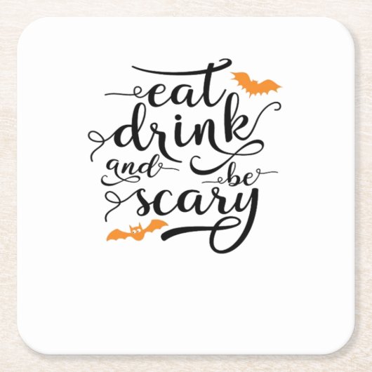 Halloween Eat Drink And Be Scary Retro Classic Rechteckiger Pappuntersetzer (Vorderseite)
