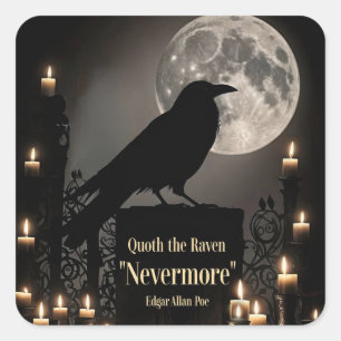 Halloween Edgar Allan Poe Rabe Gotik Quadratischer Aufkleber