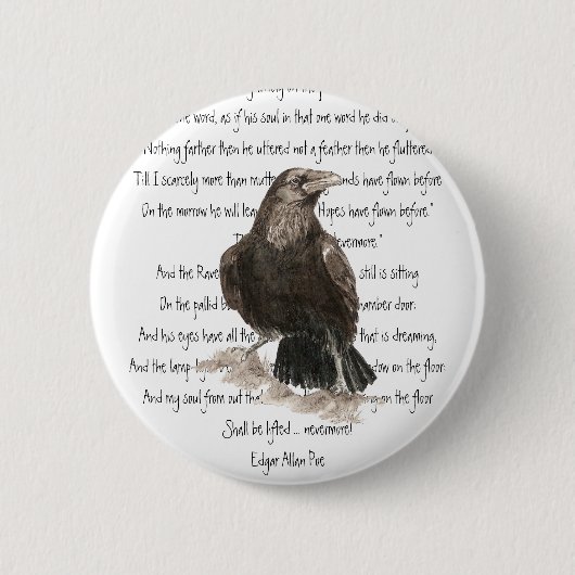 Halloween, Edgar Allen Poe, Raven, Nevermore Button (Vorderseite)