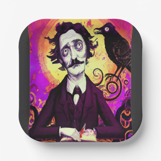 Halloween, Edgar Allen Poe, Raven, Nevermore Pappteller (Vorderseite)