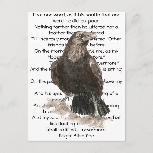 Halloween, Edgar Allen Poe, Raven, Nevermore Postkarte (Vorderseite)