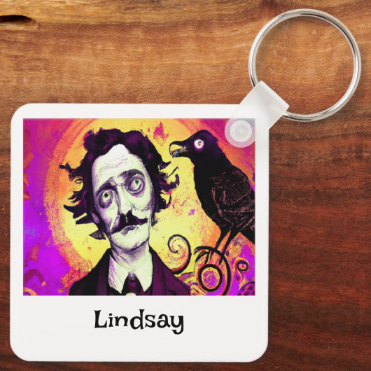 Halloween, Edgar Allen Poe, Raven, Nevermore Schlüsselanhänger (Rückseite)