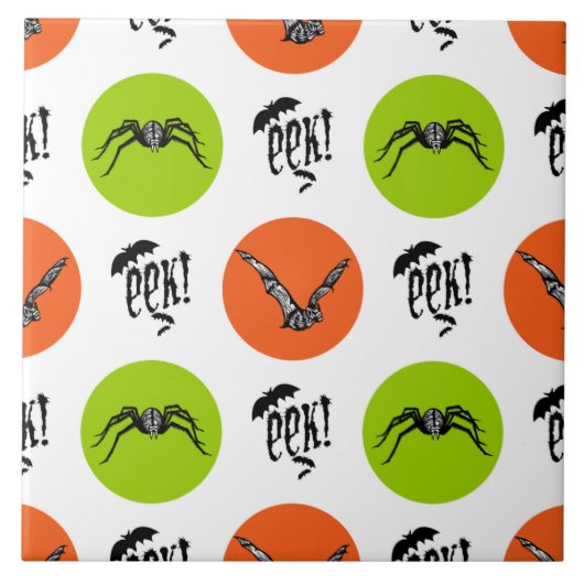 Halloween Eek Bats and Spiders Pattern Fliese (Vorderseite)