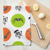 Halloween Eek Bats and Spiders Pattern Geschirrtuch (Viertel Falte)