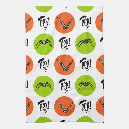 Halloween Eek Bats and Spiders Pattern Geschirrtuch (Vertikal)