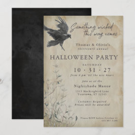 Halloween | Eerie Gothic Watercolor Raven Einladung