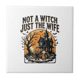 Halloween Ehefrau Shirt Vintage Spukhaus Design Fliese