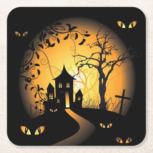 Halloween - eifrige Augen beobachten Rechteckiger Pappuntersetzer (Vorderseite)