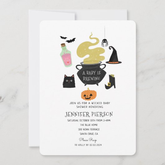Halloween, ein Baby, braut eine Babydusche Einladung (Vorderseite)