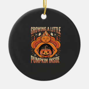 Halloween ein kleines Kürbischen drinnen Schwanger Keramik Ornament