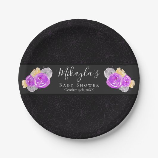 Halloween eine kleine Boo Floral Baby Dusche Pappteller (Vorderseite)