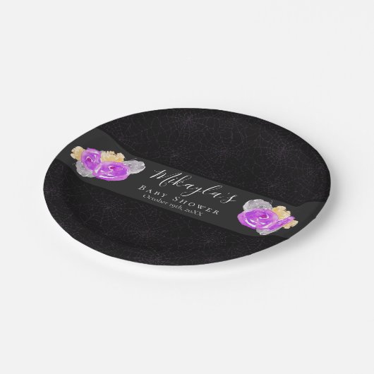 Halloween eine kleine Boo Floral Baby Dusche Pappteller (Schrägansicht)
