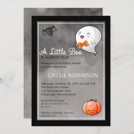Halloween eine kleine Boo Ghost Boy Baby Dusche Einladung (Vorne/Hinten)