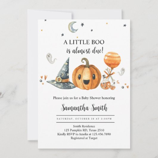 Halloween eine kleine Boo Pumpkin Baby Dusche Einladung (Vorderseite)
