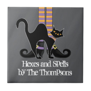 Halloween einfache Hexenschuhe Schwarze Katze Fliese
