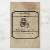 Halloween eingelegte Zähne Apotheke Weinetikett (Einzelnes Label)