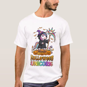 Halloween Einhorn Hexenhut Kürbisse T-Shirt