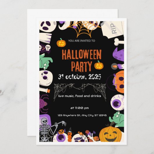 Halloween Einladung (Vorne/Hinten)
