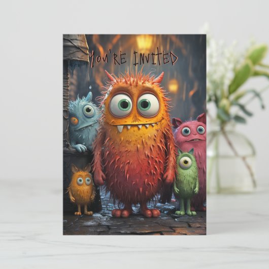 Halloween Einladung Alberne lustige Niedliche Krea (Stehend Vorderseite)