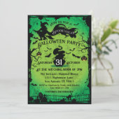 Halloween-Einladung der Spooktacular Hexe und Fled Einladung (Stehend Vorderseite)