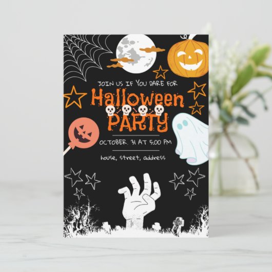 Halloween Einladung / Erwachsenes Halloween-Party. (Stehend Vorderseite)