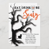 Halloween-Einladung essen, trinken, u. sind Einladung (Vorne/Hinten)