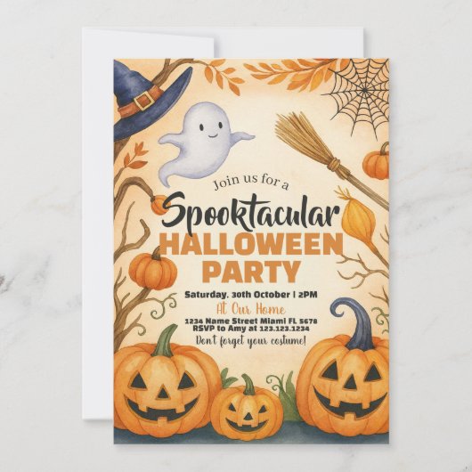 Halloween-Einladung | Gespenster & Spuk Friedhof Einladung (Vorderseite)