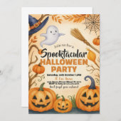 Halloween-Einladung | Gespenster & Spuk Friedhof Einladung (Vorne/Hinten)