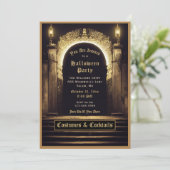 Halloween-Einladung gotische Kostüme und Cocktails Einladung (Stehend Vorderseite)