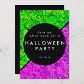 Halloween-Einladung, grün und lila Einladung (Vorne/Hinten)
