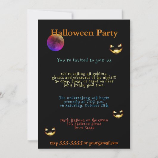 Halloween Einladung Happy Pumpkins (Rückseite)