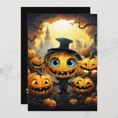 Halloween Einladung Happy Pumpkins (Vorne/Hinten)