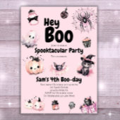 Halloween-Einladung Kinder Niedlich Pink Geburtsta Einladung