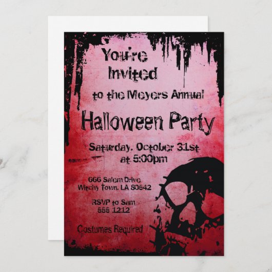 Halloween-Einladung mit dem Schädel Einladung (Vorne/Hinten)