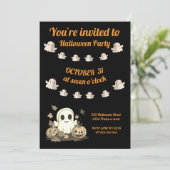 Halloween-Einladung mit niedlichem Geist Einladung (Stehend Vorderseite)
