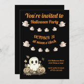 Halloween-Einladung mit niedlichem Geist Einladung (Vorne/Hinten)