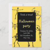 Halloween Einladung mit tanzenden Skeletten (Vorderseite)