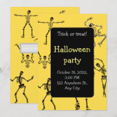 Halloween Einladung mit tanzenden Skeletten (Vorne/Hinten)