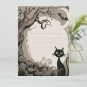 Halloween Einladung Spooky Cat (Stehend Vorderseite)