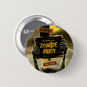 Halloween-Einladung zum Zombie-Party Button (Vorne & Hinten)