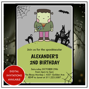 Halloween-Einladungen zum 2. Geburtstag süßer Mons Einladung
