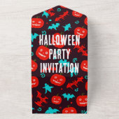 Halloween Einladungs-Card mit Creepy Red Design! All In One Einladung (Außenbereich)