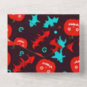 Halloween Einladungs-Card mit Creepy Red Design! All In One Einladung (Rückseite)